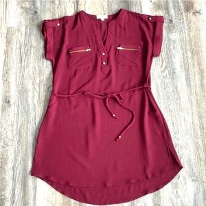 Maroon Dress with Gold Details